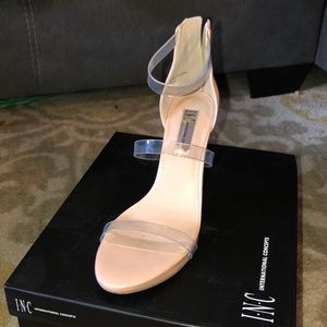 Nude/clear strap INC heels